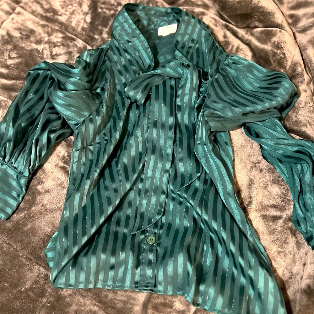 Unique Vintage Jade pinstripe blouse